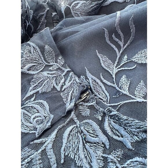 New La Femme Size 14 Lace V Neck A-line Dress Gown - 28053 Navy *rip, stain* - Picture 10 of 16